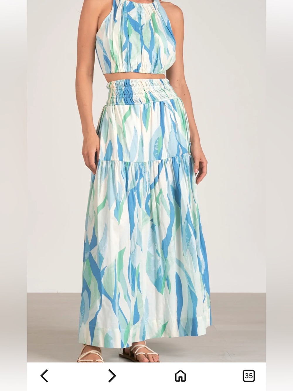 Elan Blue & Green Watercolor Stripe Maxi Skirt (mix33) - Picture 1 of 9
